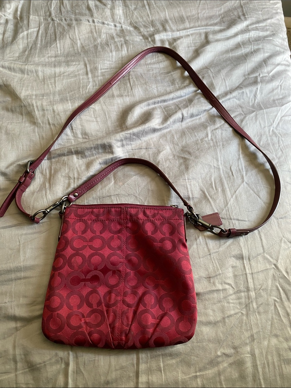 Coach Red Signature Monogram Crossbody Bag